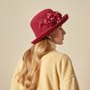 Three-Dimensional Feather Flower Woolen Hat Women'S Elegant Basin Hat Bucket Hat Curled Edge Fashion Hat