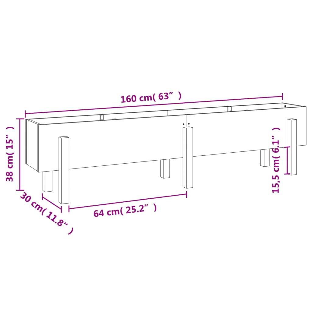 Raised Bed White 160 X 30 X 38 Cm Solid Pine Wood