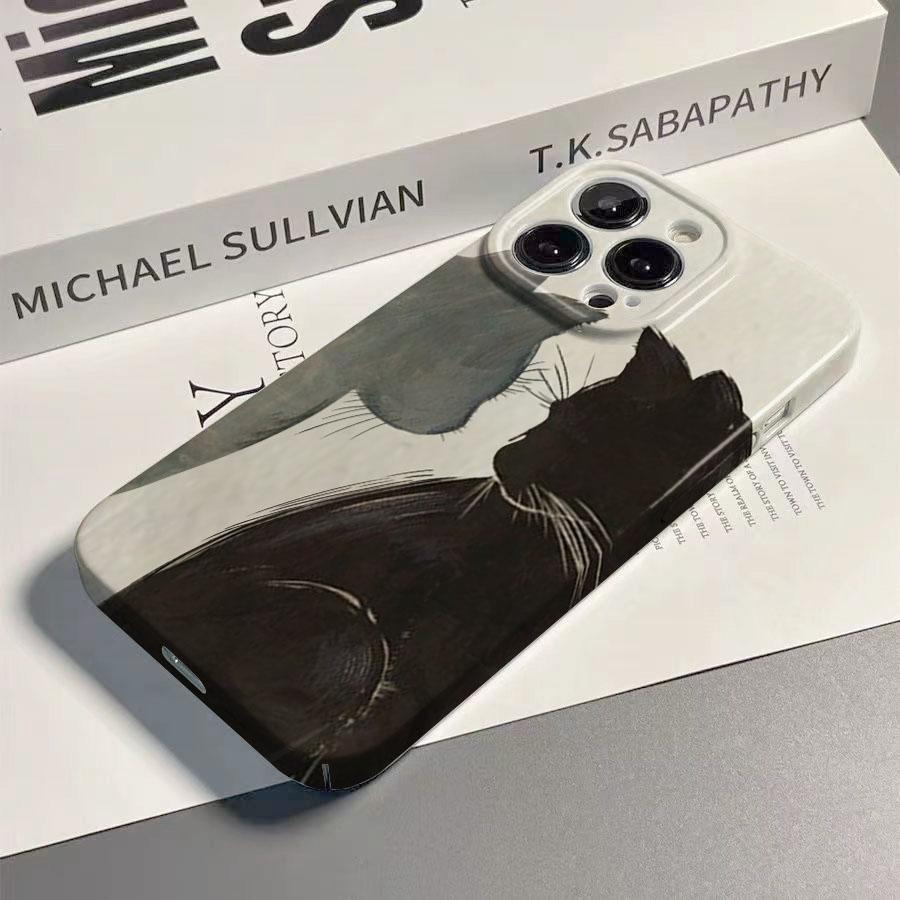 Couple Cat Glossy Film Hard PC Phone Case for Google Pixel 7 7a 8 8a 9 9a Pro XL 5G