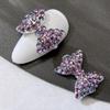 5 Stück lila Diamant-Nagelkunst-Zubehör mit großer Schleife für Nagelkunst-Kreationen