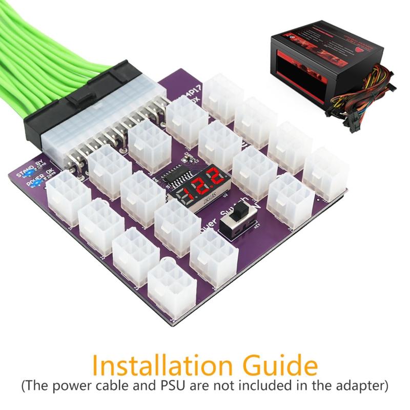 24Pin to 17 orts  6 in Server SU ower Supply  Board Adapter for  750W 1100W 1600W 2000W 2400W