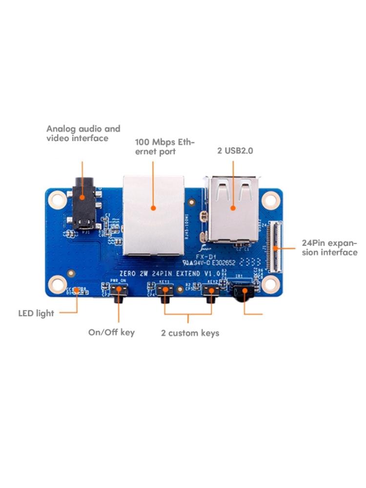 For Orange Pi  2W Expansion Board USB 2.0  2  Video Mic  Receiver  Interface HAT Development Board