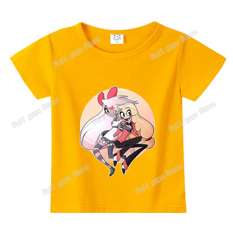 Hazbins Hotel Series Boys Girls TShirt Cute Kids Short Sleeve Tops Cartoon Print Child Clothing Summer Funny Birthday Gifts