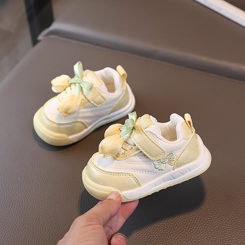 2025 Autumn Tulip Girls' Non-slip Soft Sole Canvas Shoes - Versatile & Fashionable Children's Walking Footwear