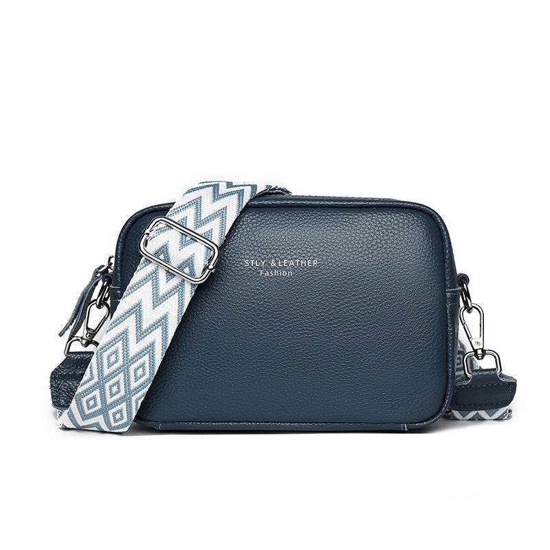 Leather Bag Women's Fashion Small Square Bag Trendy Commuter Women's Bag First Layer Cowhide Shoulder Bag Simple Messenger Bag