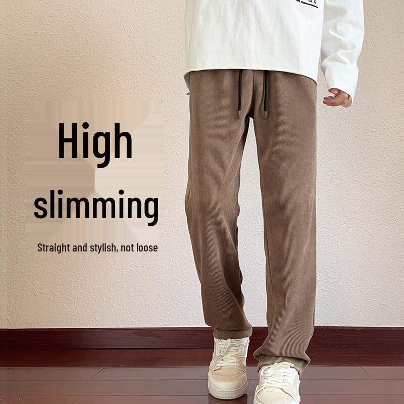 Hodo Men's Anti-Wrinkle Chenille Straight-Leg Casual Pants