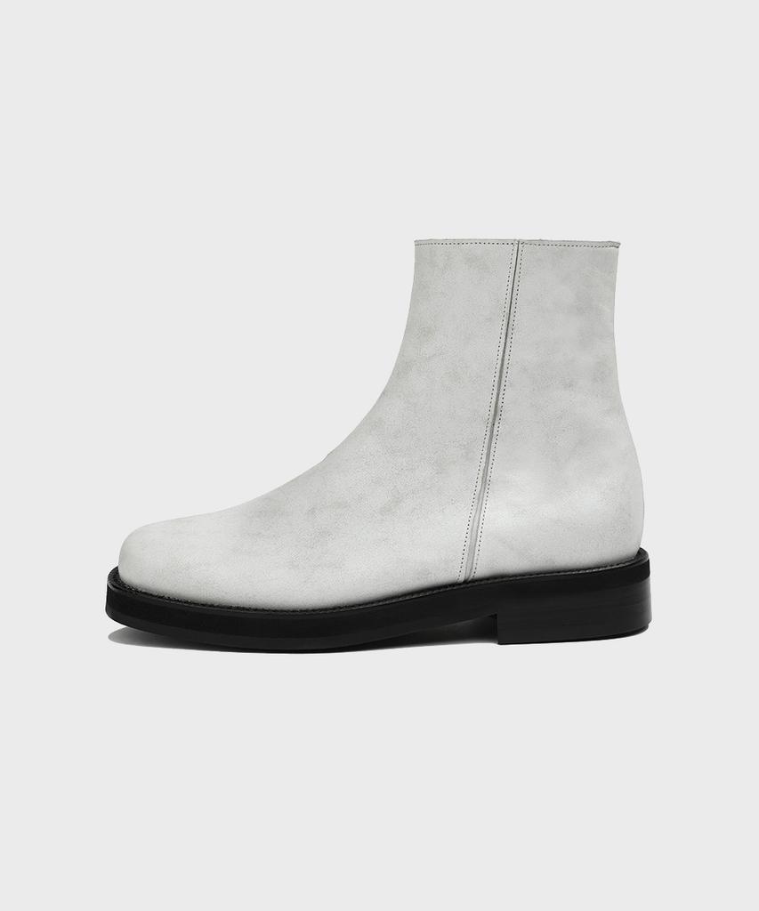 Firenze Atelier [Vibram] Nobo_Bold Shape Hidden Zip-Up Boots 3500 [Crack White]
