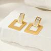 GEMCHIC Women's 18K Gold Plated Geometric Square Rhinestone Earrings Stainless Steel Elegant Drop Dangle Jewelry for Party Wedding