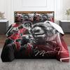 Classic Jordan Bulls Red Poster Red Duvet Cover with Pillowcases, Snug Bedding Set for All Seasons, Easy Care Duvet Cover Set