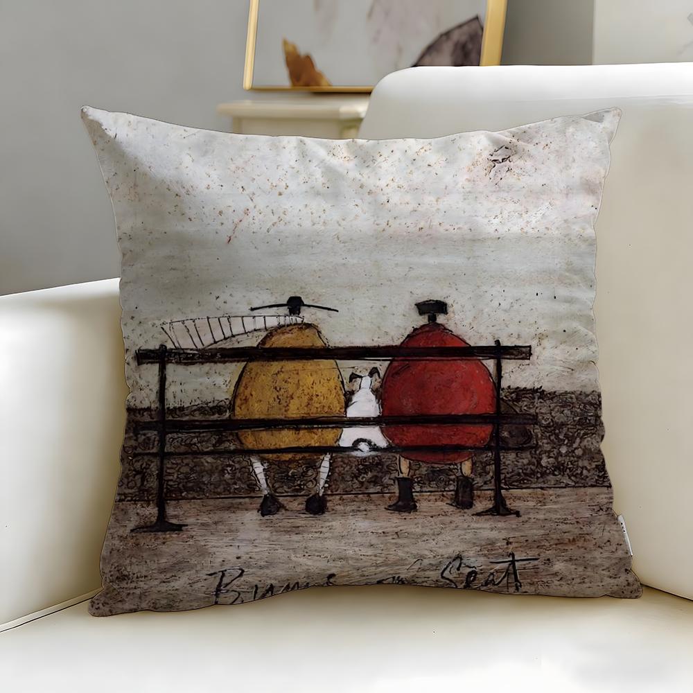 Classic Artist Sam Toft Cushion Cover Soft EasyWash Pillow Case Versatile for Couch Bed Travel and Office