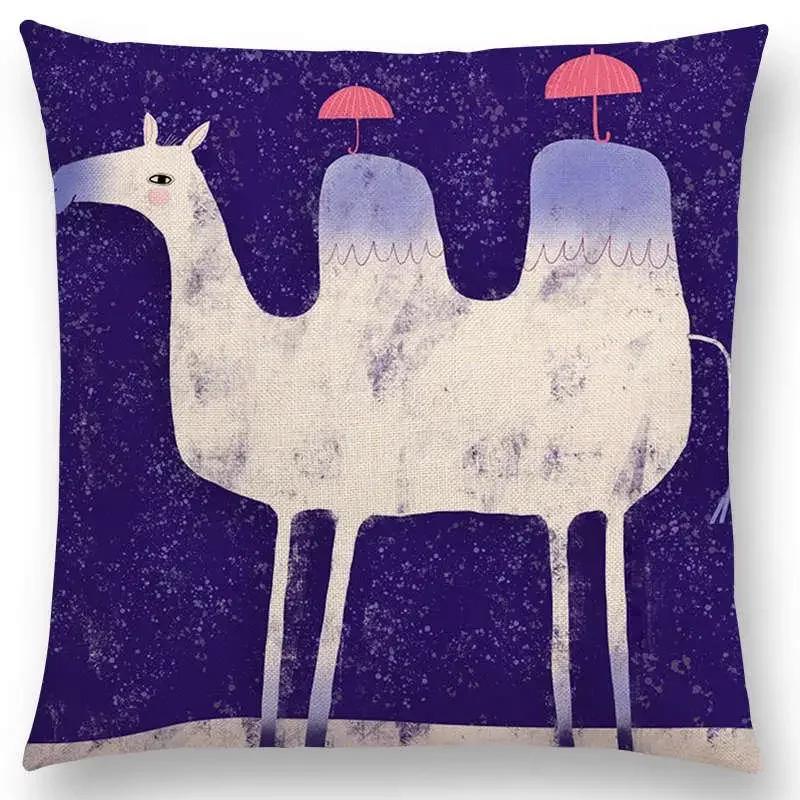 Abstract Fantasy Animals Painting Sofa Throw Pillow Case Dachshund Owl Cat Dog Squirrel Rabbit Fox Elephant Cushion Cover