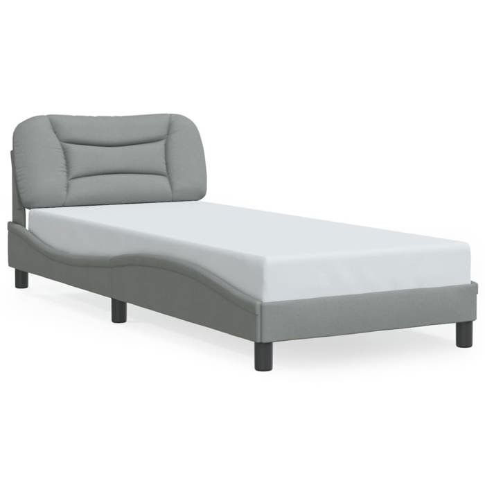 VidaXL Bed Frames with LED Lights, Single Bed with Headboard Cushion, Adult Bed, Bedroom Furniture, Modern, Grey 3213669