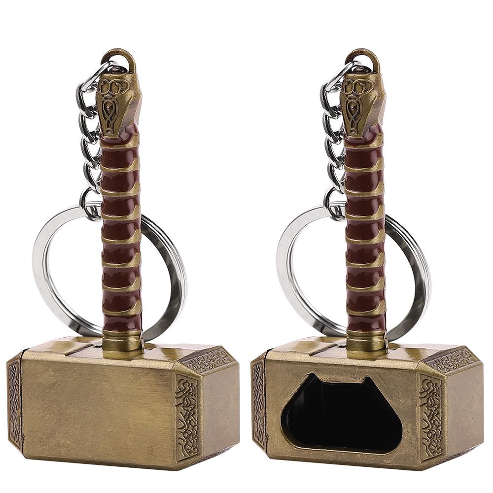 Thor Hammer Mjolnir Bottle Opener Keychain Multi-functional Pendant Accessories Gift for Fans Keyring