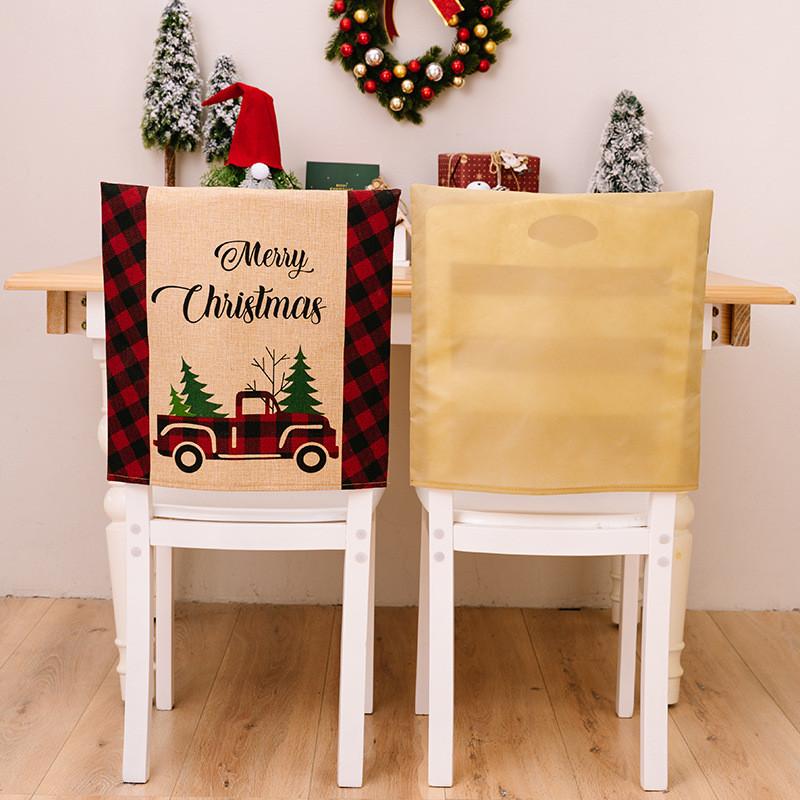 Chair Festive Christmas Covers In Red And Black Plaid For Holiday Home Decor
