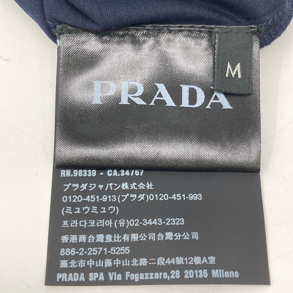 PRADA UJM492 Triangle Logo Navy Crew Neck T-Shirt tops M blackUsed