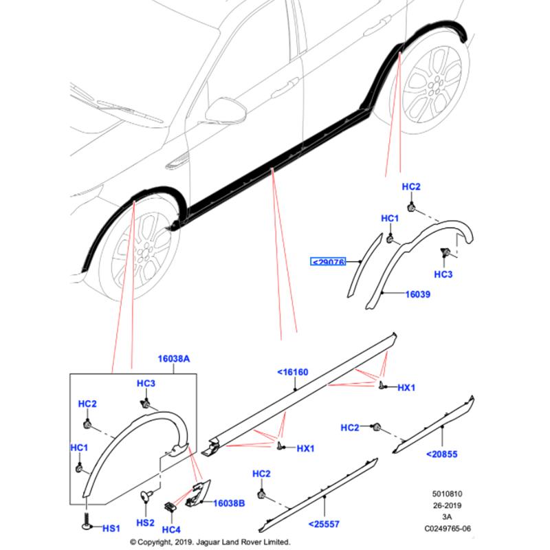 ROVCE Car Styling Fender Arch Wheel Protector de sprâncene pentru Discovery Sport 2015- L550 LR058529 LR058530 Roata spate