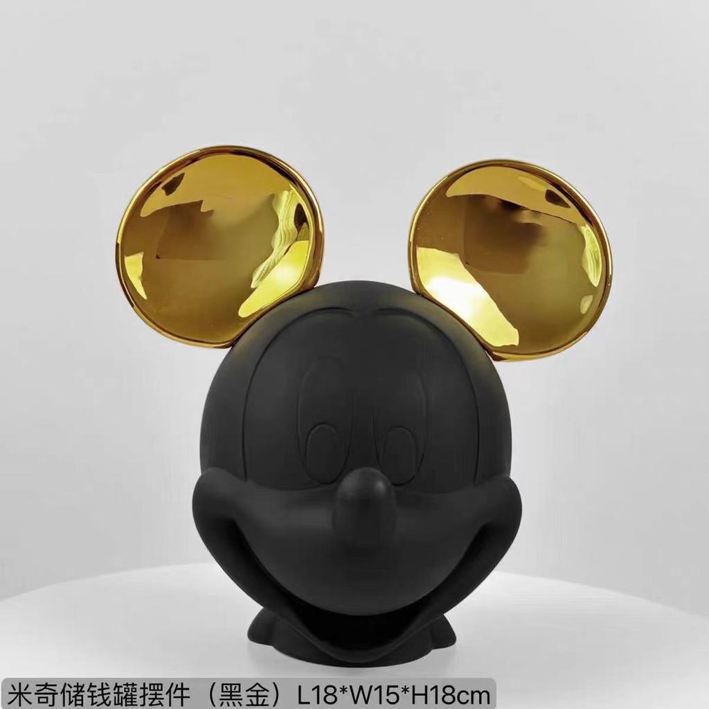 18cm New Gold/Silver Mickey Mouse Head Figures Piggy bank Resin Statue TV stand cabinet Desktop Home Decor Ornament bithday gift