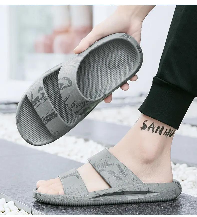 

2025 Мужские летние тапочки Пляжные сандалии С принтом На толстой подошве Мальчиковые Домашние тапочки для ванной С принтом ЕВА Накладные Комнатные тапочки Нескользкие 39-40 серый