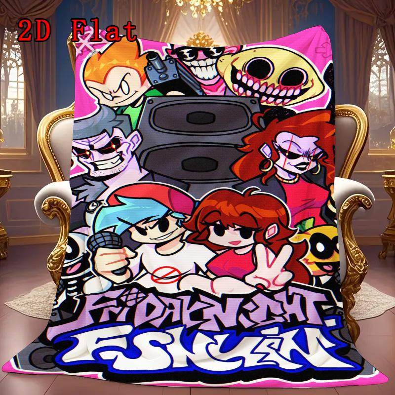 Friday Night Funkin 2D Flat Pattern Flannel Blanket High Quality All Seasons Warmth and Comfort Perfect for Christmas Gifts.