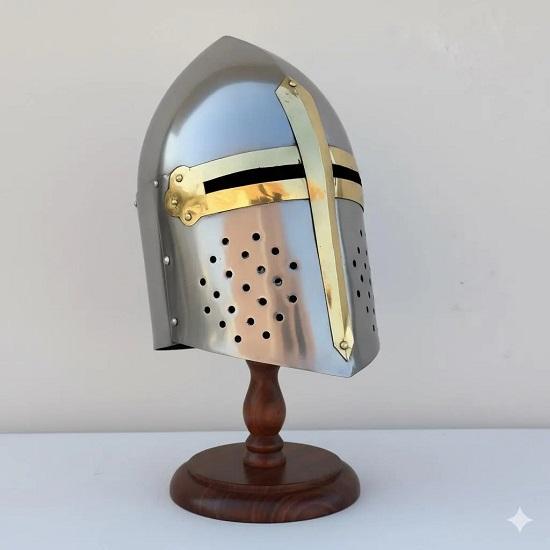 Handmade Steel Templar Helm, Medieval Crusader Helmet, LARP Cosplay