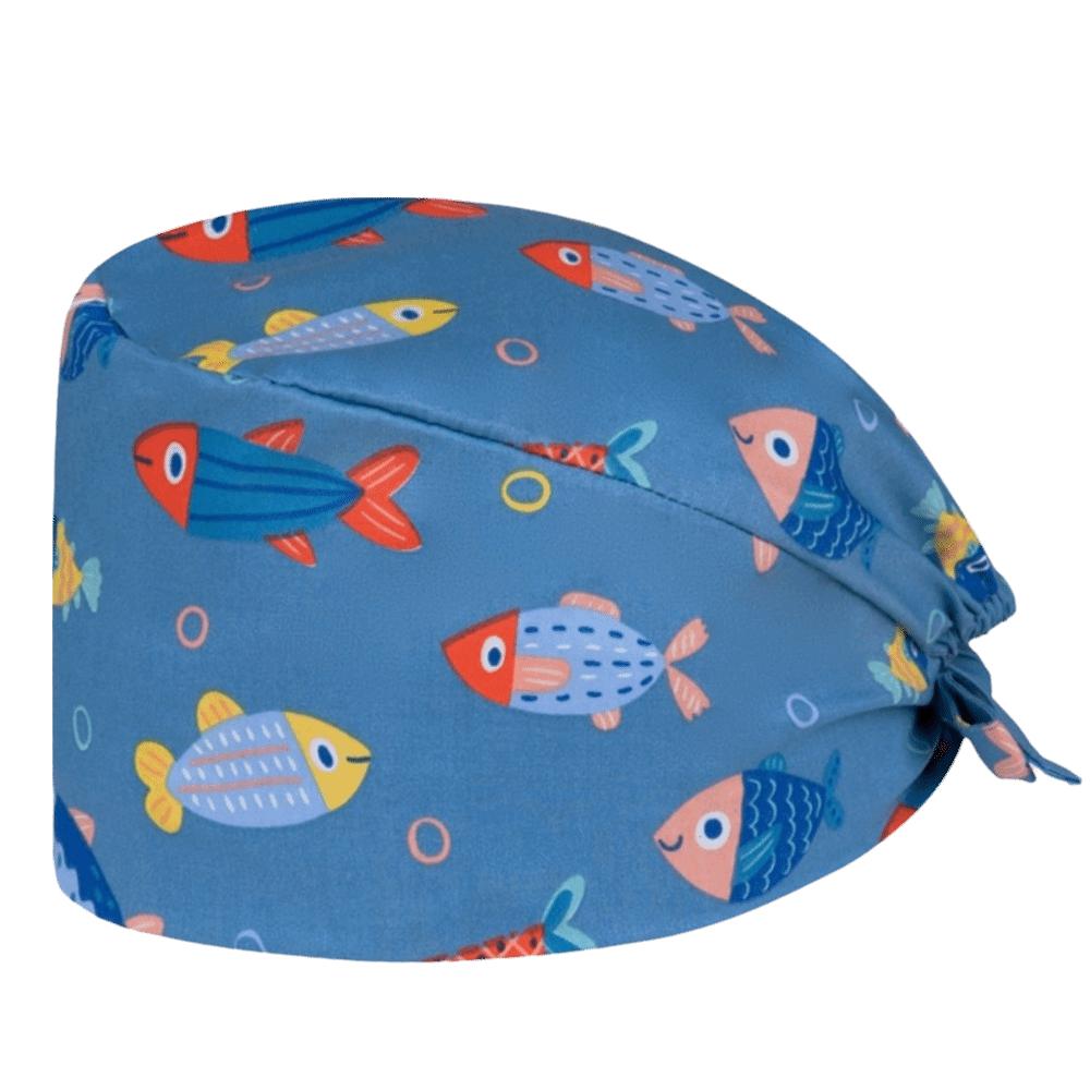 Unisex Cartoon Printing Scrub Cap Adjustable Buckle Print Design Lab Scrub Hat Breathable Soft Pure Healthcare Hats Pet Hospital