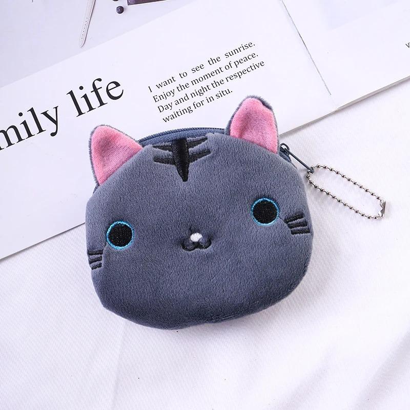 Cartoon Cat Coin Purse Plush Wallet Women's Fashion Zipper Mini Key Change Student Storage Wallet