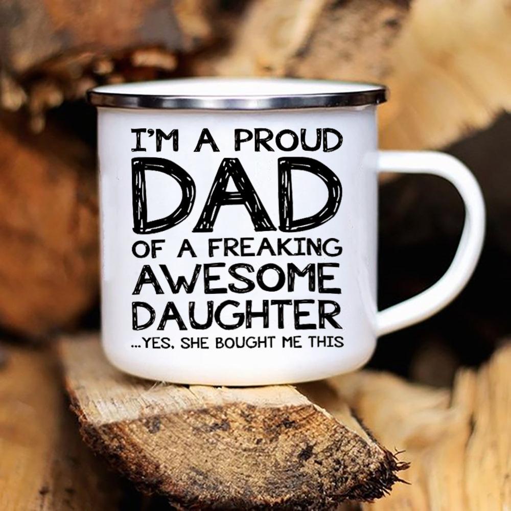 Papa, du bist nicht alt, du bist ein Klassiker, Aufdruck, lustige Emaille-Kaffeetasse, originelle Frühstückstassen zum Sublimieren, süße Campingtasse für Freunde