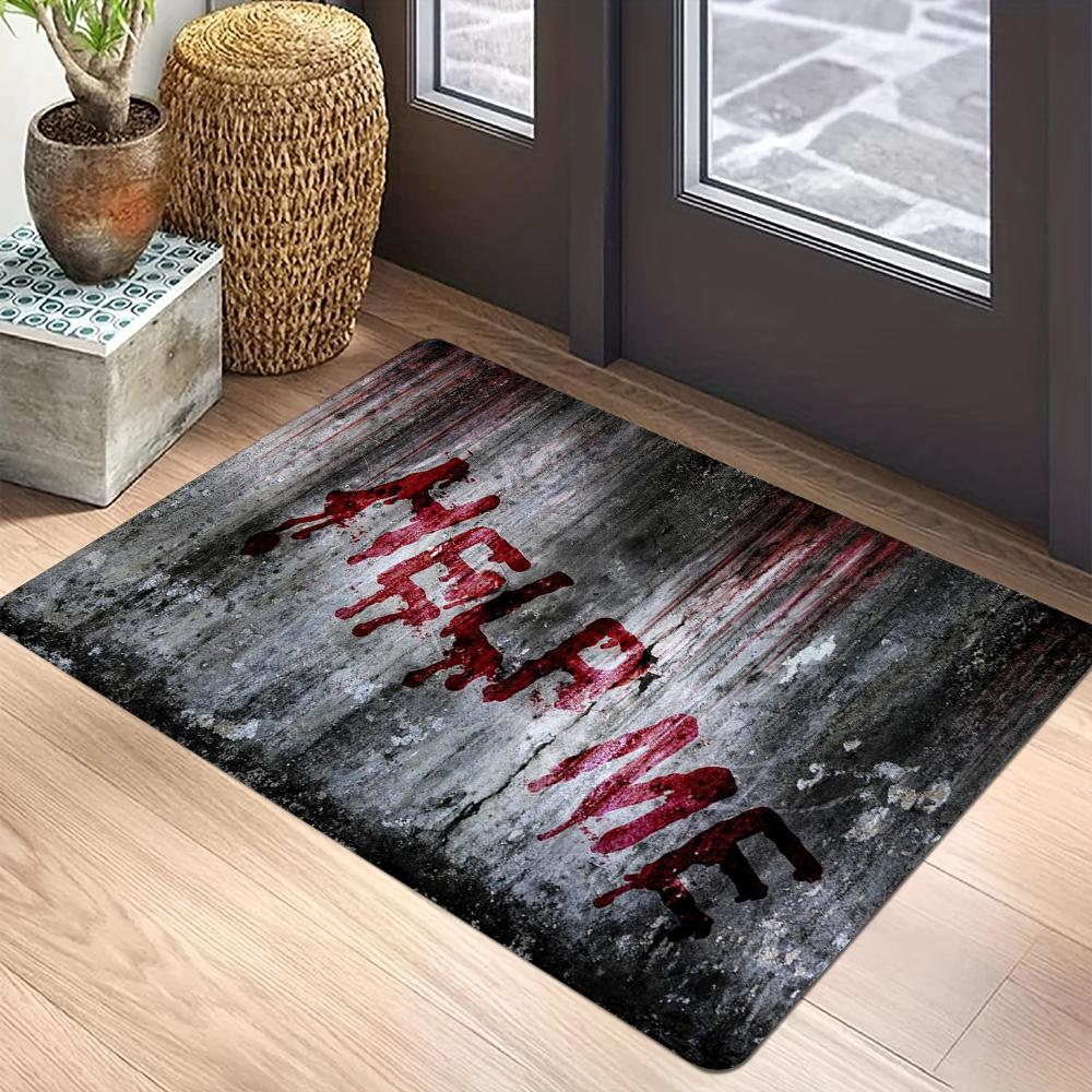 Halloween Backdrop Horror Night Moon Forest Cemetery Skeleton Scary Bloody Mat 3D Illusion Entrance Doormat Carpets