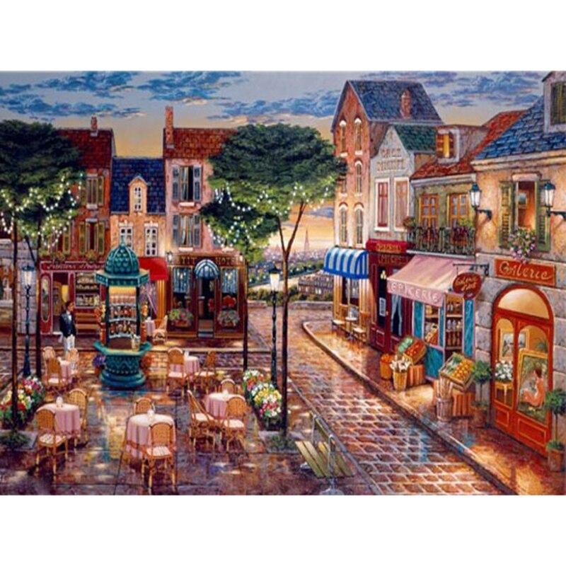Painting Diamond Street 5d Diy Scenic Full Round Drill City Scenery Diamond Embroidery Mosaic Landscape Home Decor Gift