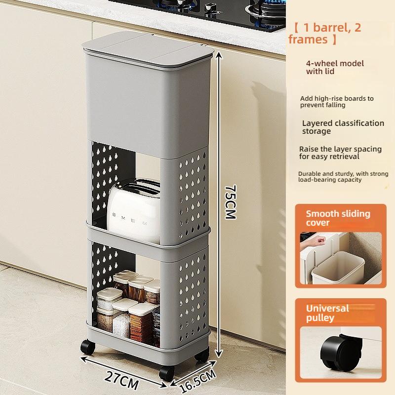 3 Layers Durability Plastic Waste Container with Modern Look Feet Wheel Perfect for Household Cleanliness Various Indoor Space