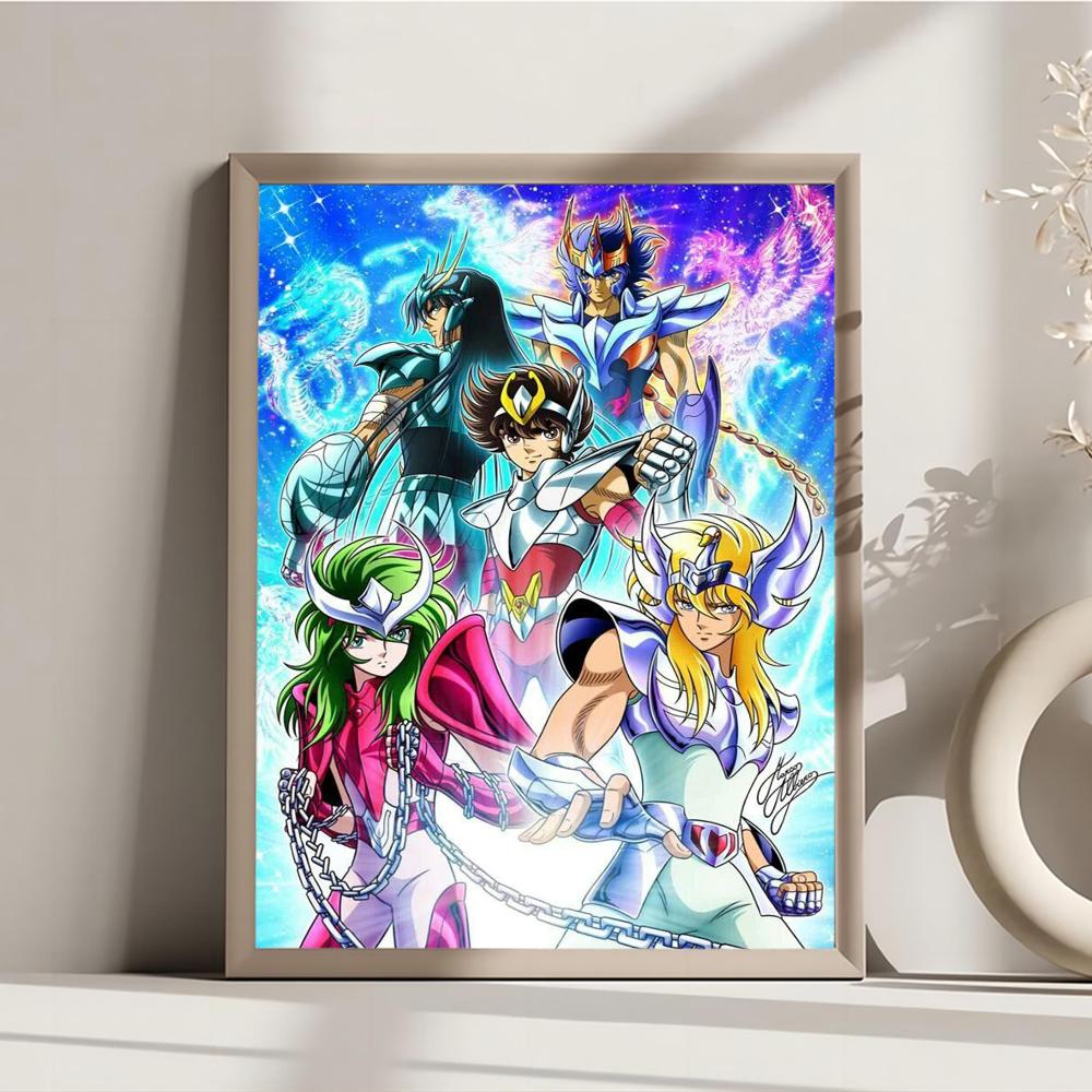 1 Pezzo Poster Saint Seiya Film Poster Adesivi Carta Kraft Retrò Adesivo Fai da Te Stanza Bar Caffè Estetica Arte Pittura Murale