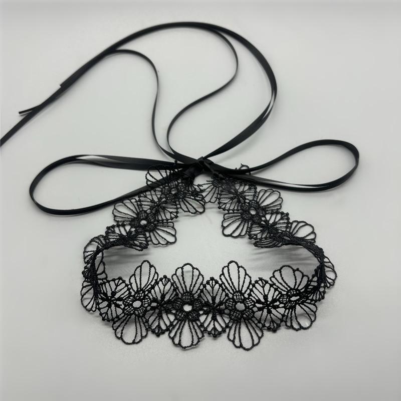 

Black Lace Hollow Flower Necklace for Women Gothic Punk Sexy Long Ribbon Collar Choker Necklace Strap Bow Y2K Jewelry