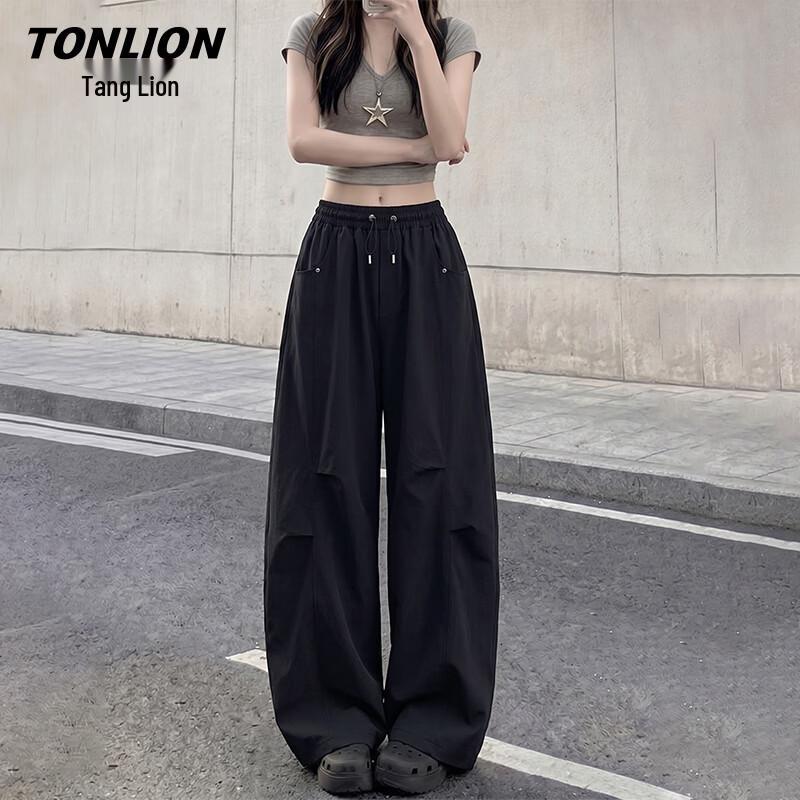 TonLion Women s Drawstring Wide-Leg Casual Pants XL