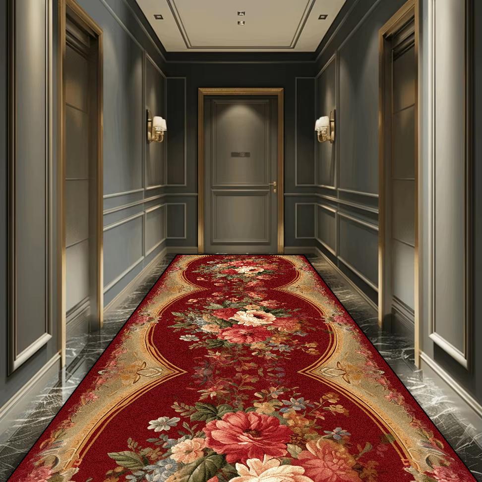 Hochwertiger Luxus Europäischer Langer Flur Teppich Rutschfest Waschbar Flur Läufer Teppiche Treppenhaus Flur Dekoration Teppich Anpassbar