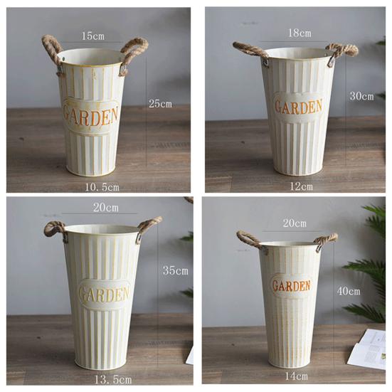 Retro Thickened Iron Sheet Dry Flower Bucket Flowerpot Office Home Decoration