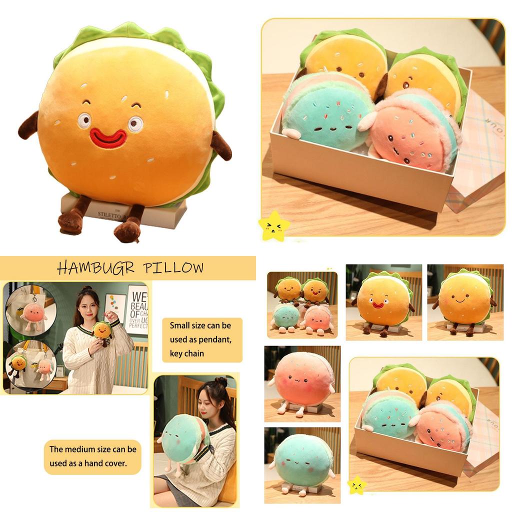 Hamburger Plush Toy With Pp Cotton Soft Filling For Kids Gift And Cozy Hand Warmer