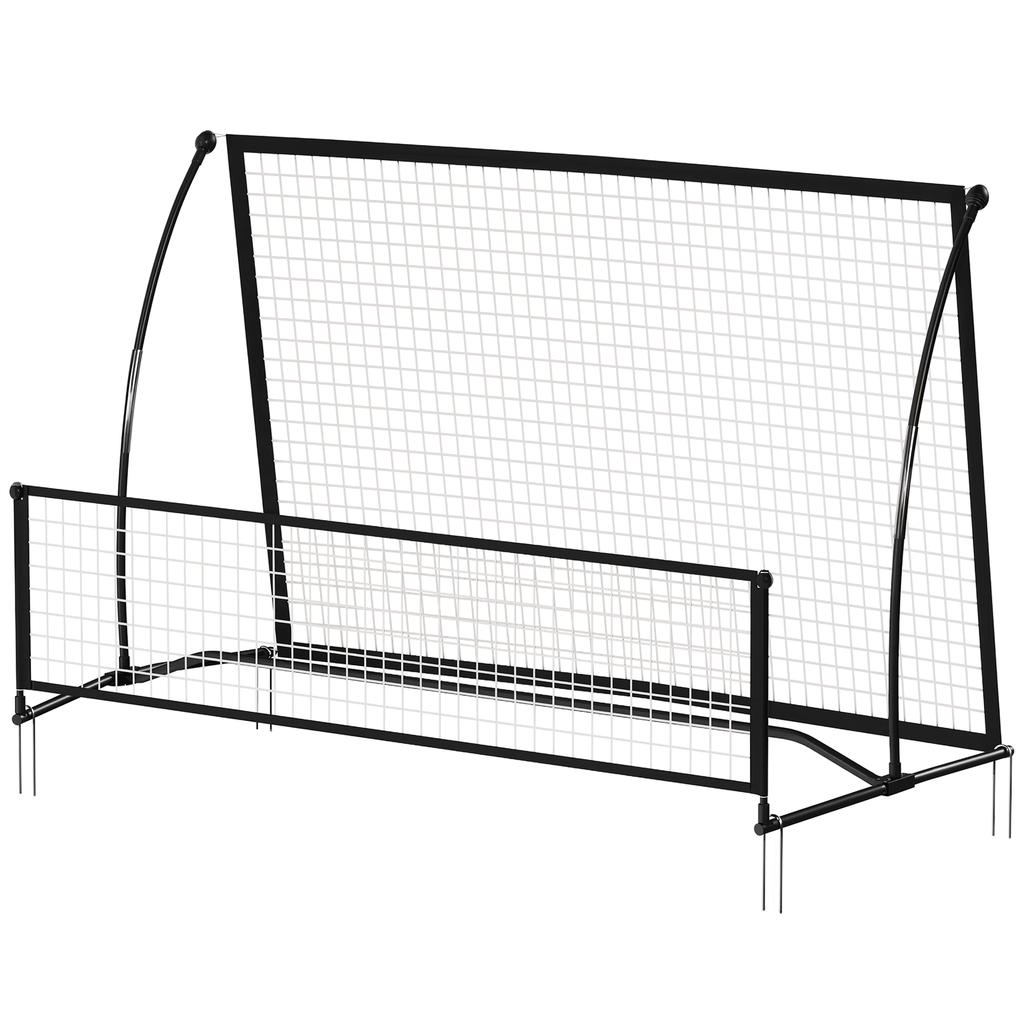 Portable Football Rebound Net 2-in-1, Double-Sided, with Carry Bag and Ground Stakes, 200x94x122/52cm, Black