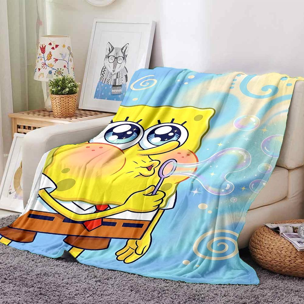 1Pc Spongebob Bubbles Blanket Soft Throw Blanket For Home Bedroom Bed Sofa Travel Office Solid Christmas Blanket