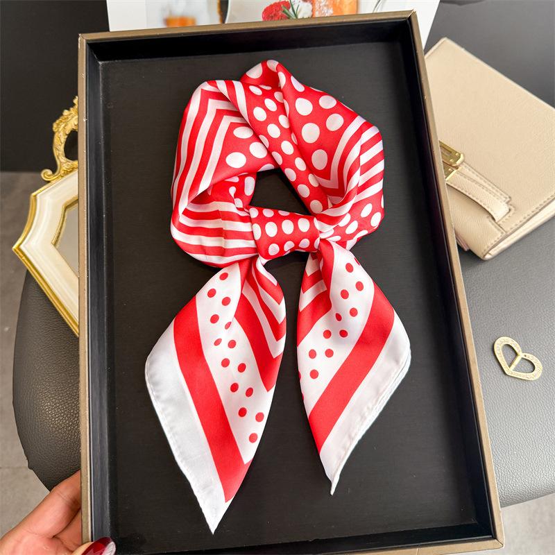 70Cm Dot Pattern Scarf Imitation Silk Square Scarf Women Neckerchief Female Luxury Square Scarves Satin Hijab Ribbon Bandana