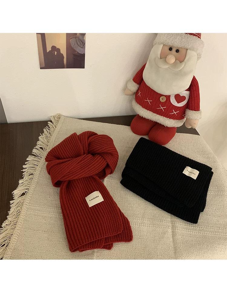 Korean Style Versatile Knitted Scarf for Women - Green, Blue, Red, Warm & Stylish for Autumn/Winter