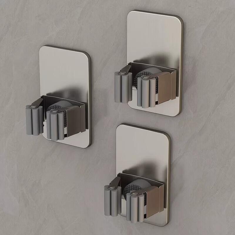 LIEI Punch-Free Stainless Steel Mop & Broom Wall Holder