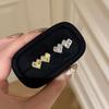Silver  Hip-hop Sparkling Heart-shaped Earings Stud Fashion Light Luxury Sweet Earrings for Women Suitable for Daily