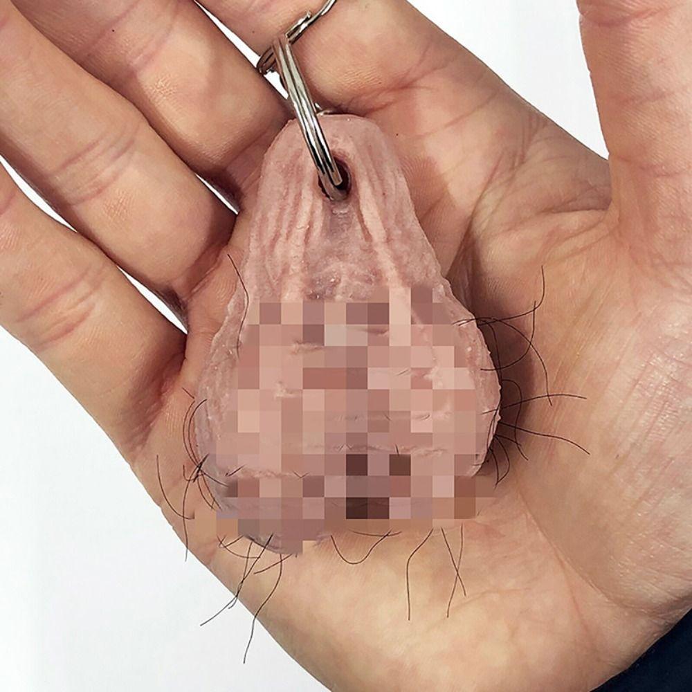 Creative Tricky Egg Keychain Soft Rubber Shy Keyring Ornament   Funny Keychain