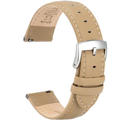 Genuine Leather Watch Quick Release Strap for Men and Elegant Soft Calf Leather Watch Replacement No Tools for Watches and Silver Buckle [OTTOODY]