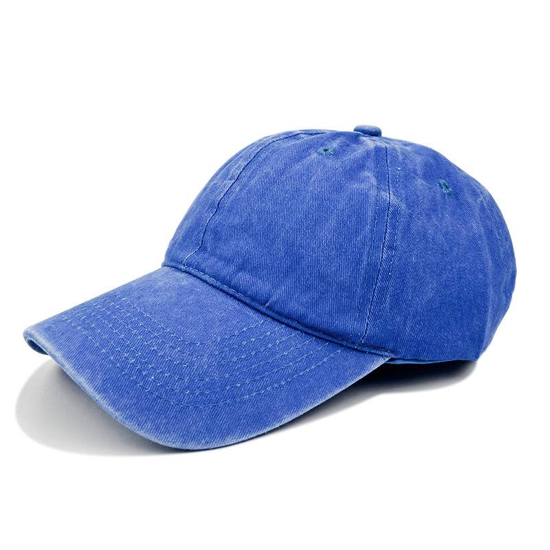Unisex Washed Cotton Denim Baseball Cap - Distressed Plain Solid Color, Soft Sunshade Hat