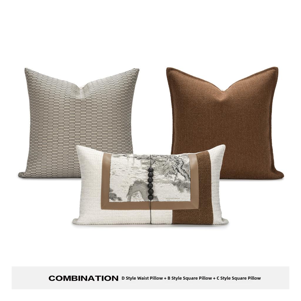 Modern Chinese Style Sofa Pillow Mountain Water Landscape Painting Lightweight Luxury Combination Home Stay Bed Head Cushion