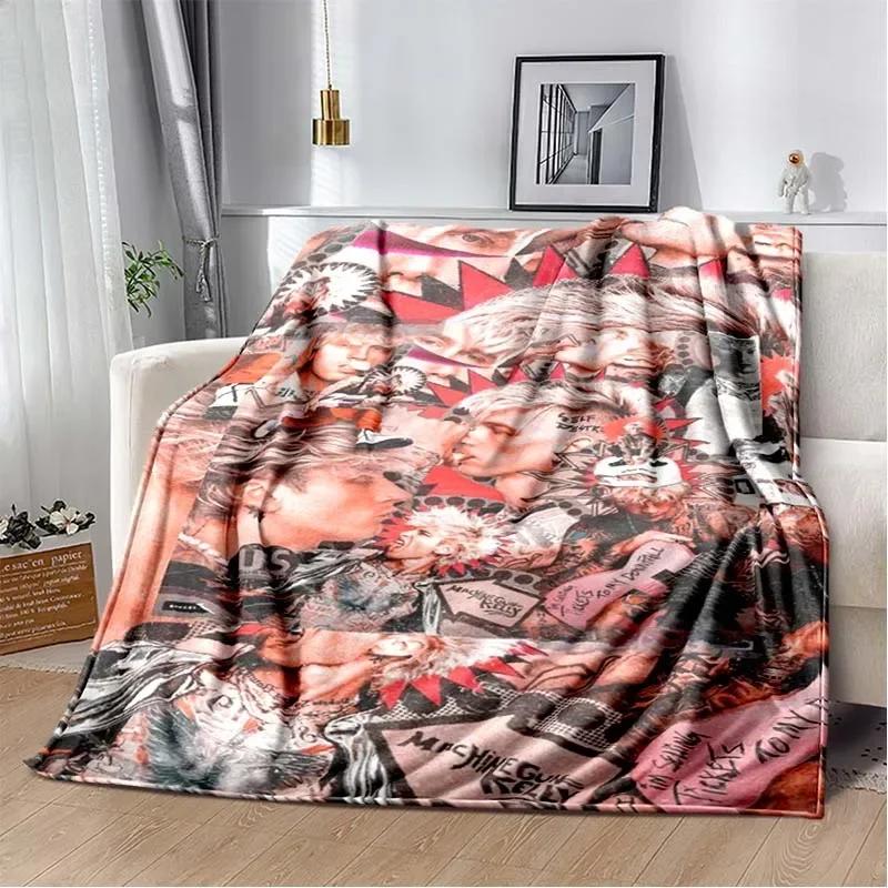 Machine Gun Kelly Poster Flannel Blanket Warm Music Art Throw for Bedroom Sofa Bed Travel Picnic Fan Gift