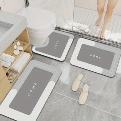 3-Piece Diatomite Bath Mat Set - Ultra-Absorbent 1000GS Non-Slip Rugs - Quick-Dry Rectangular Floor Mats