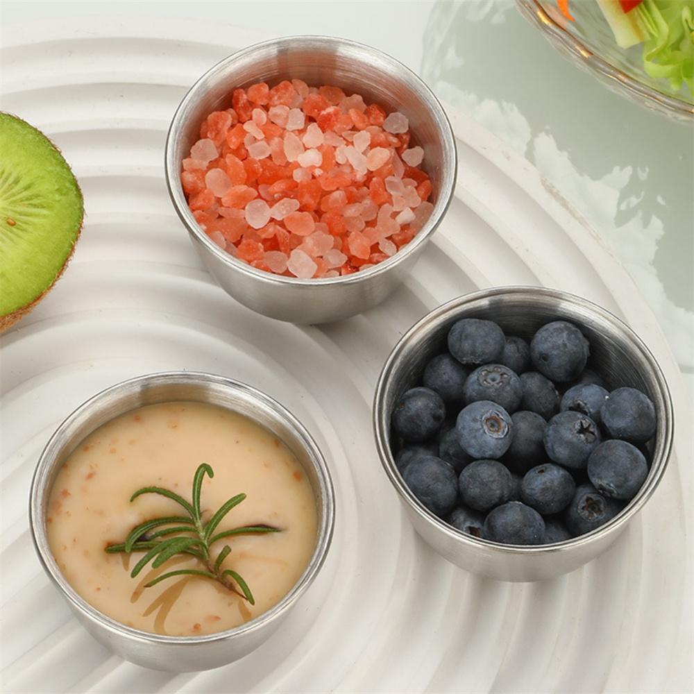 Dipping Sauce Cup Salad Dressing Cup Leak Proof Salad Dipping Storage Box with Lid Stainless Steel Sauce Seasoning Container