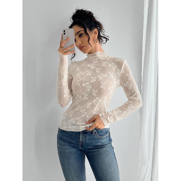 Spring And Autumn New Women'S Versatile Long Sleeve Daily Business Commuter Elegant Comfort Sexy Bottom Shirt Top